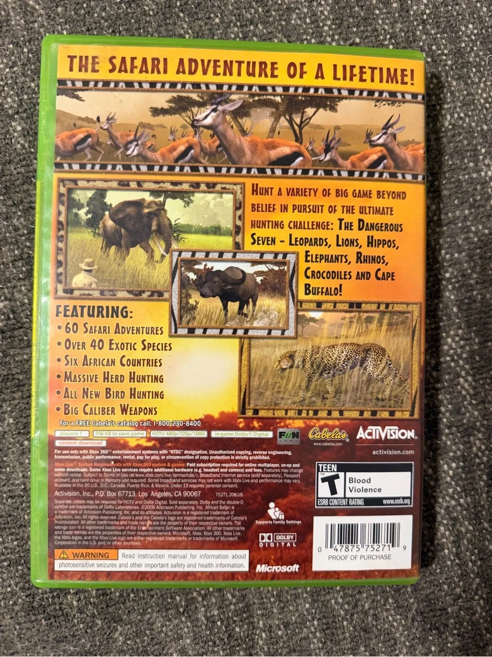 Microsoft XBOX 360 Cabela's African Safari (COMPLETE)